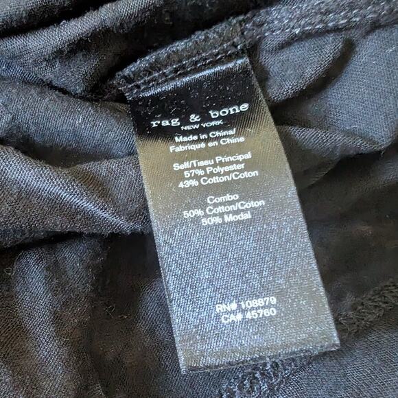 Rag & Bone Black Cotton Blend Short Sleeve Textured T-shirt Top, size M - Picture 5 of 6